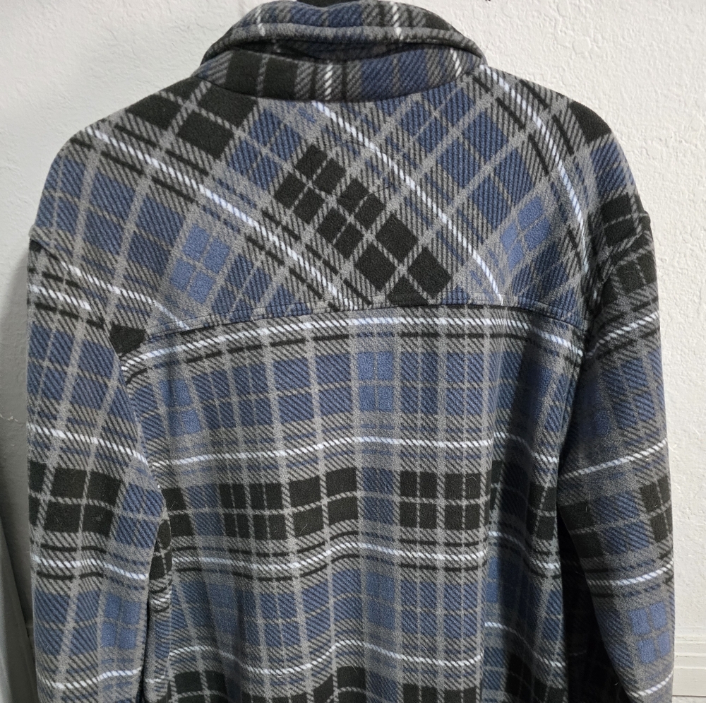 Blue and Black Plaid Casual Button Down Shirt - Picture 4 of 5